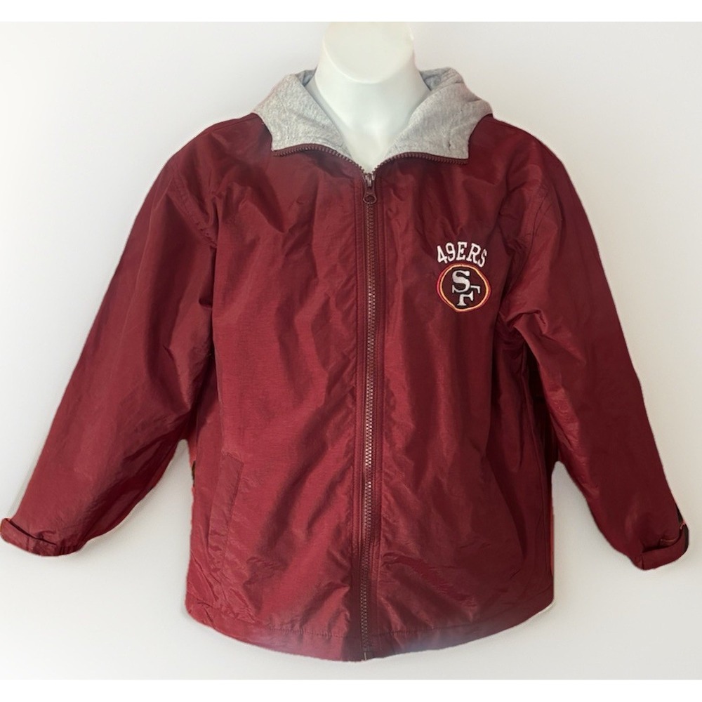 San Francisco 49ers Hooded Jacket Youth M Lined Windbreaker NFL Embroidered Logo